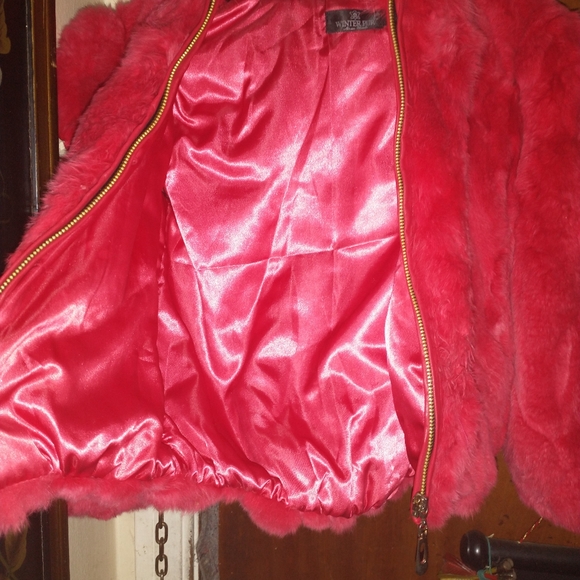 Gently used 100% Rex rabbit fur bomber jacket with hood - Picture 4 of 6